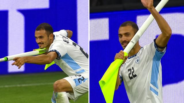 İsrailli futbolcudan olay yaratan gol sevinci! Korner direğini yerinden söktü...